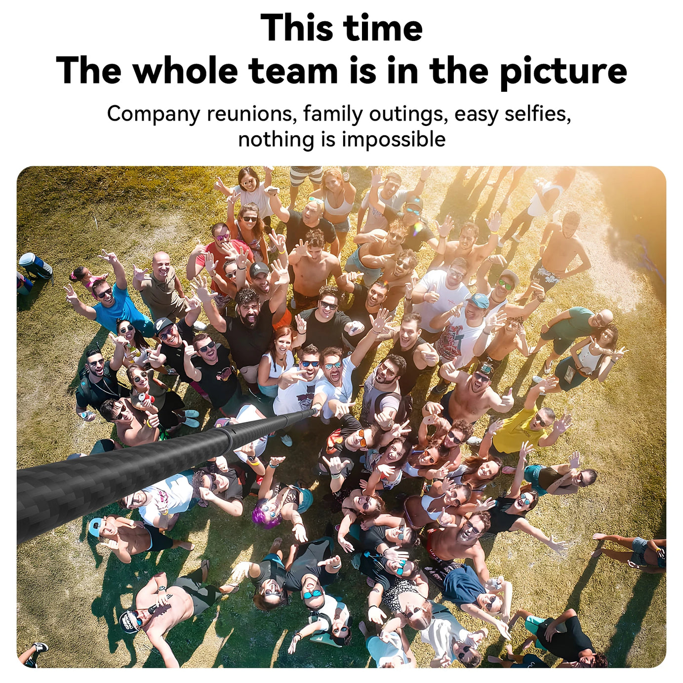Perche à selfie monopode extensible TELESIN en fibre de carbone de 1,2 m x 3 m, avec vis 1/4", compatible avec les caméras d'action GoPro, Insta360, Osmo Action et DJI.