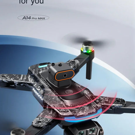 Véritable quadricoptère RC pliable A14 Pro Max GPS Brushless 8K avec trois caméras, détection d'obstacles et écran, pour une portée optimale.
