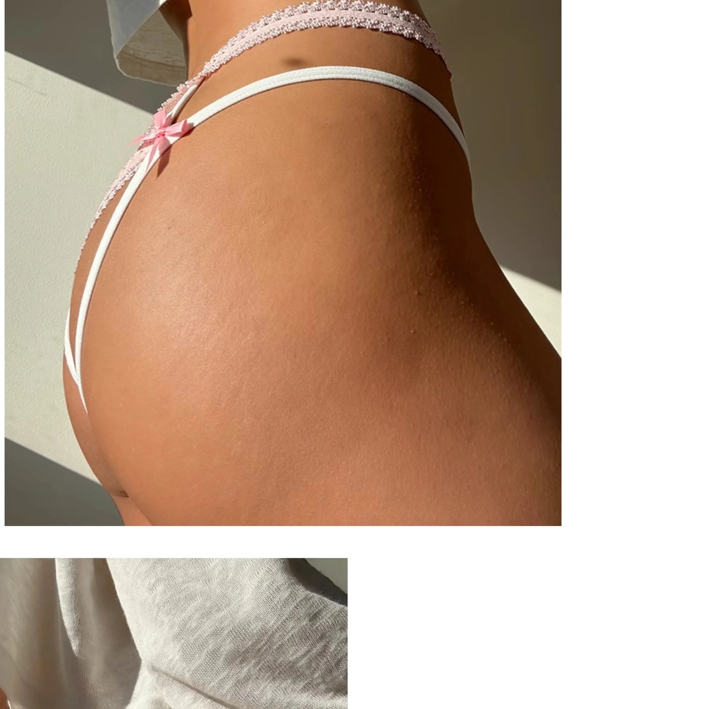 Culotte sexy pour femme SP&CITY, taille basse, avec nœud transparent et entrejambe en coton doux et fin, ornée de dentelle et de bandes croisées.