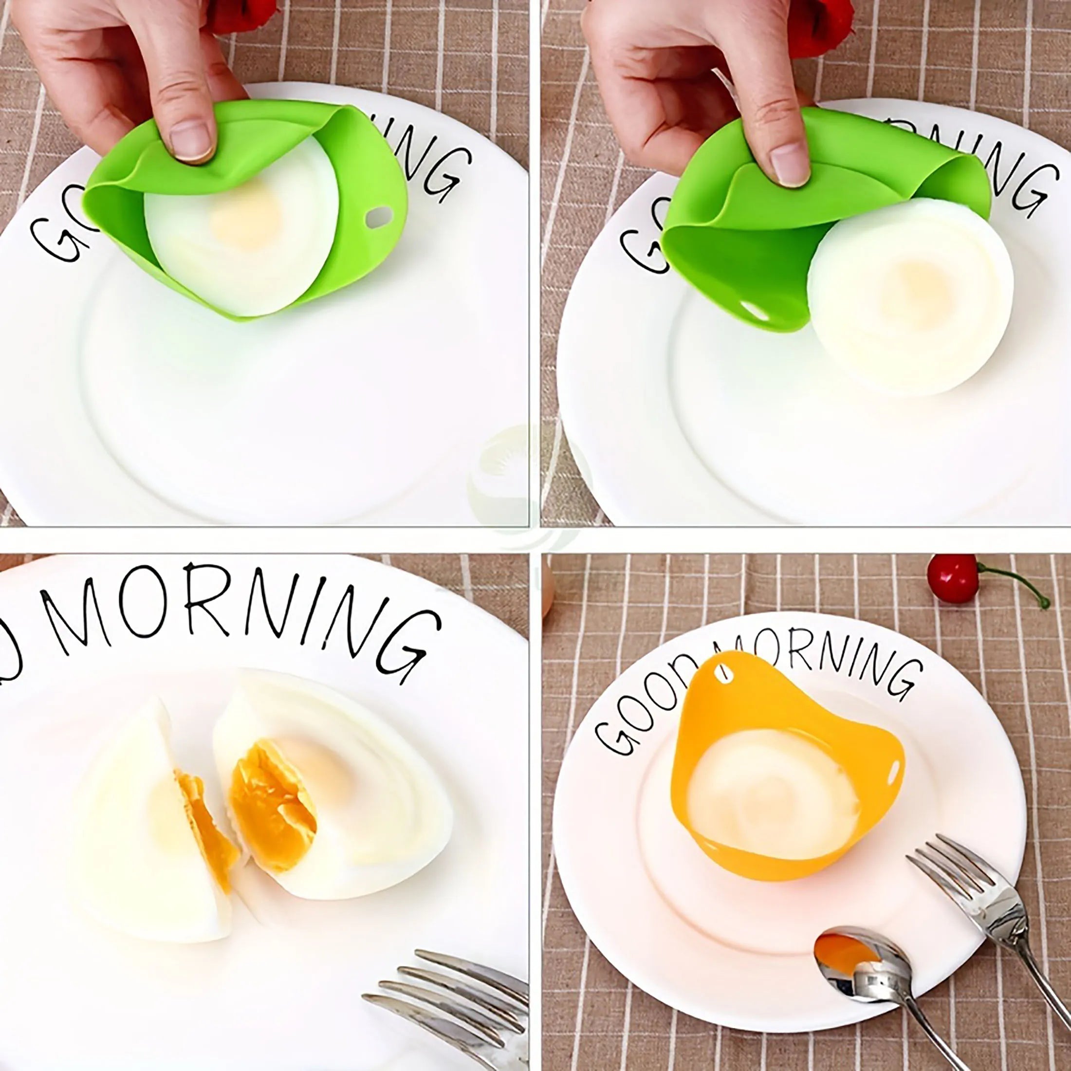 Moule à œufs pochés en silicone, compatible avec le micro-ondes, la friteuse à air et la cuisson sur la cuisinière.