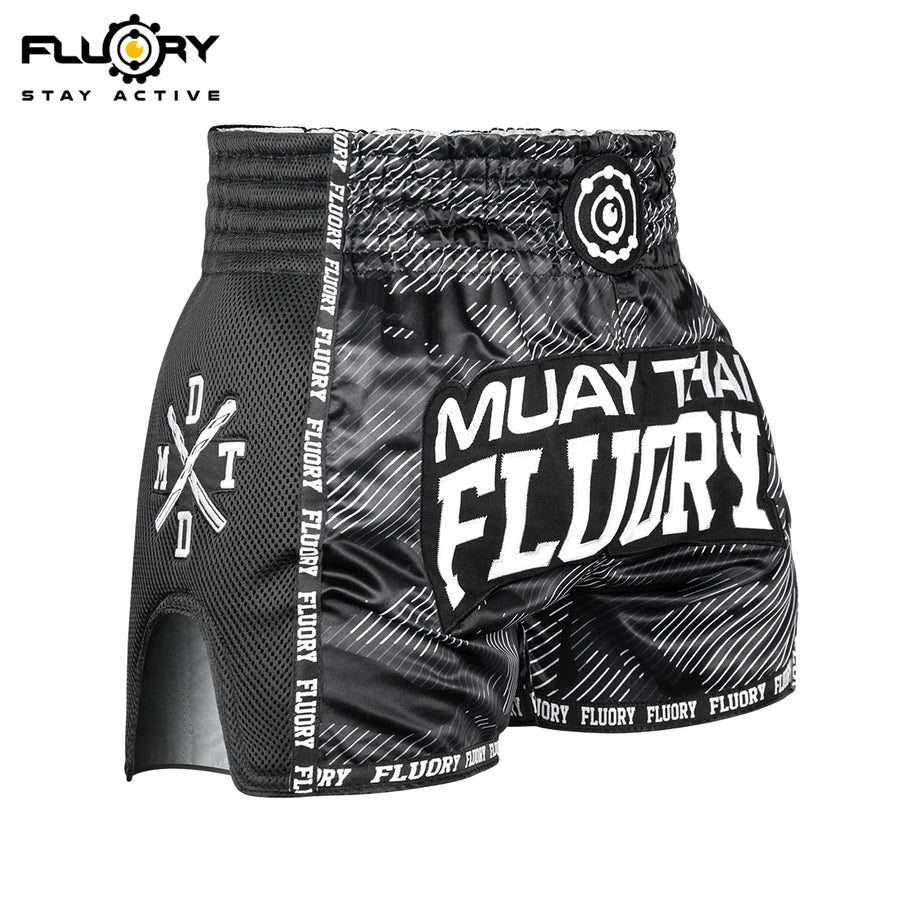 Short de combat FLUORY MMA Muay Thai, pantalon de sport de haute qualité pour enfant, idéal pour l'entraînement de boxe, le kickboxing et le fitness.