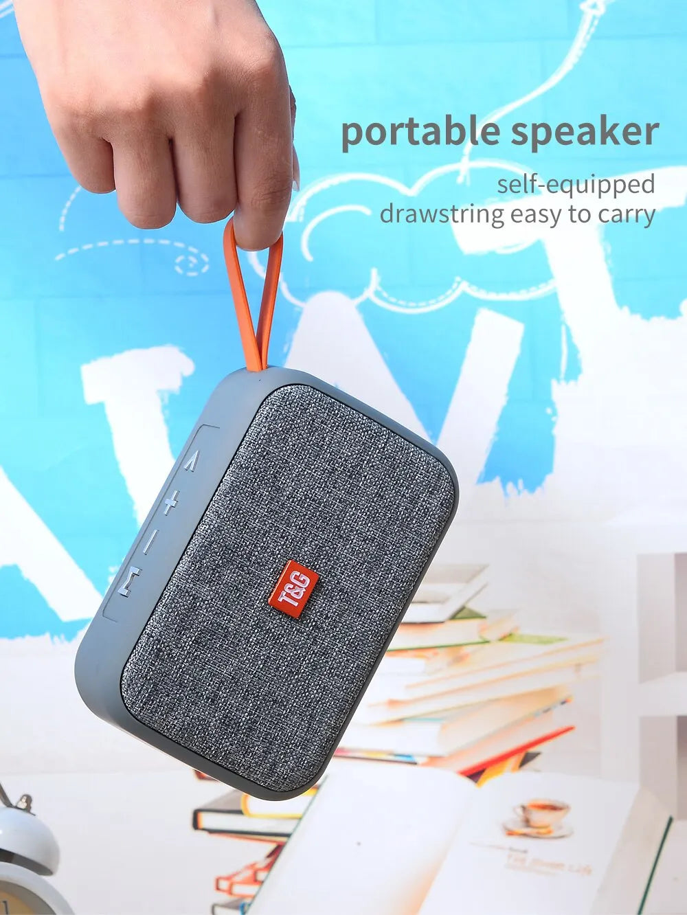 Barre de son portable mini sans fil TG506 Bluetooth 5.0 pour intérieur et extérieur, haute fidélité, compatible carte TF, radio FM, étanche
