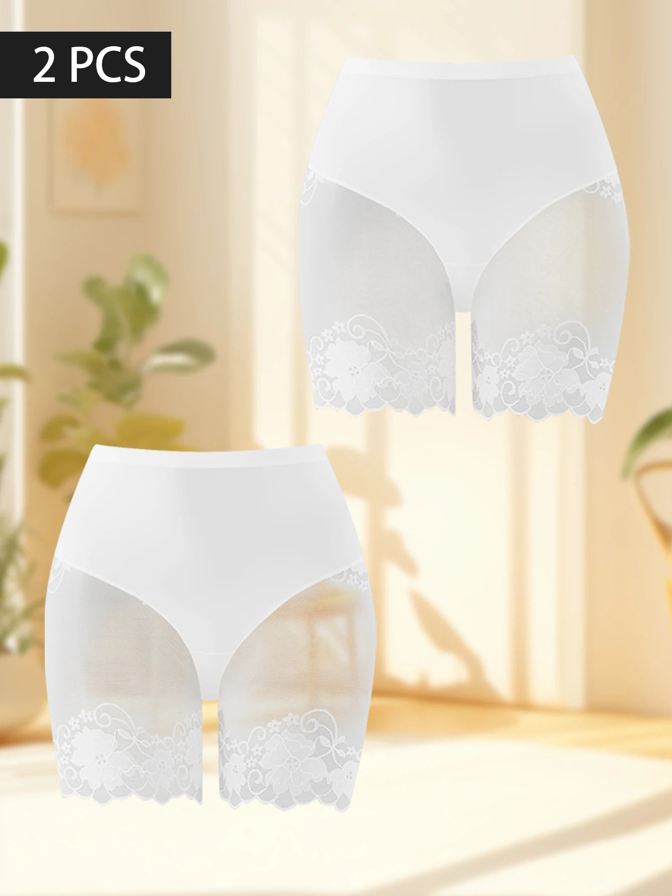Lot de 2 culottes shorty transparentes pour femmes - Confortables, taille mi-haute, respirantes, ne roulent pas, idéales pour les soirées en amoureux et au quotidien