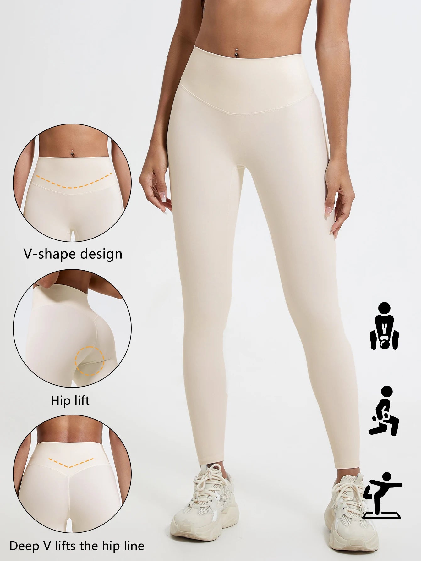 Leggings taille haute Hearuisavy en tissu ultra doux, séchage rapide, parfaits pour la gym, le yoga et la course à pied. Effet push-up.