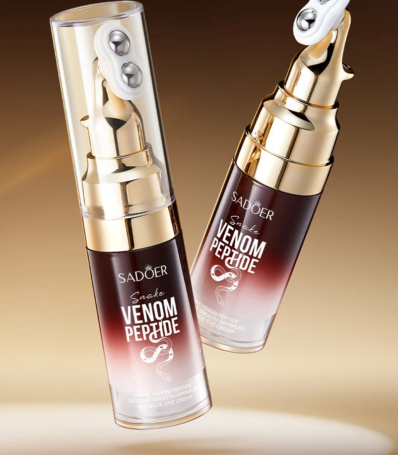 Crème contour des yeux SADOER à base de venin de serpent, de peptides et de caféine, anti-rides, massante, anti-cernes et hydratante. Soin anti-âge pour les yeux.