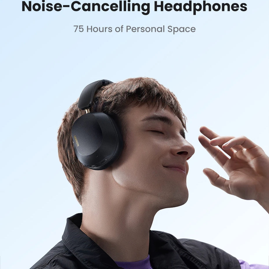 Écouteurs sans fil Bluetooth UGREEN Max5c avec réduction de bruit active ANC 43 dB, audio spatial haute résolution LDAC 75 Hz.