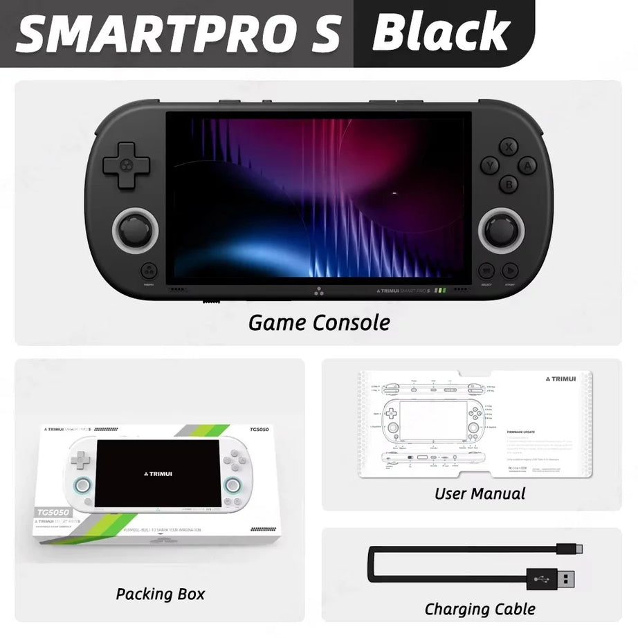 Console de jeu portable Trimui Smart Pro S, écran IPS 4,96 pouces, système Linux, joystick, éclairage RGB, jeu vidéo rétro, cadeau Smartpros