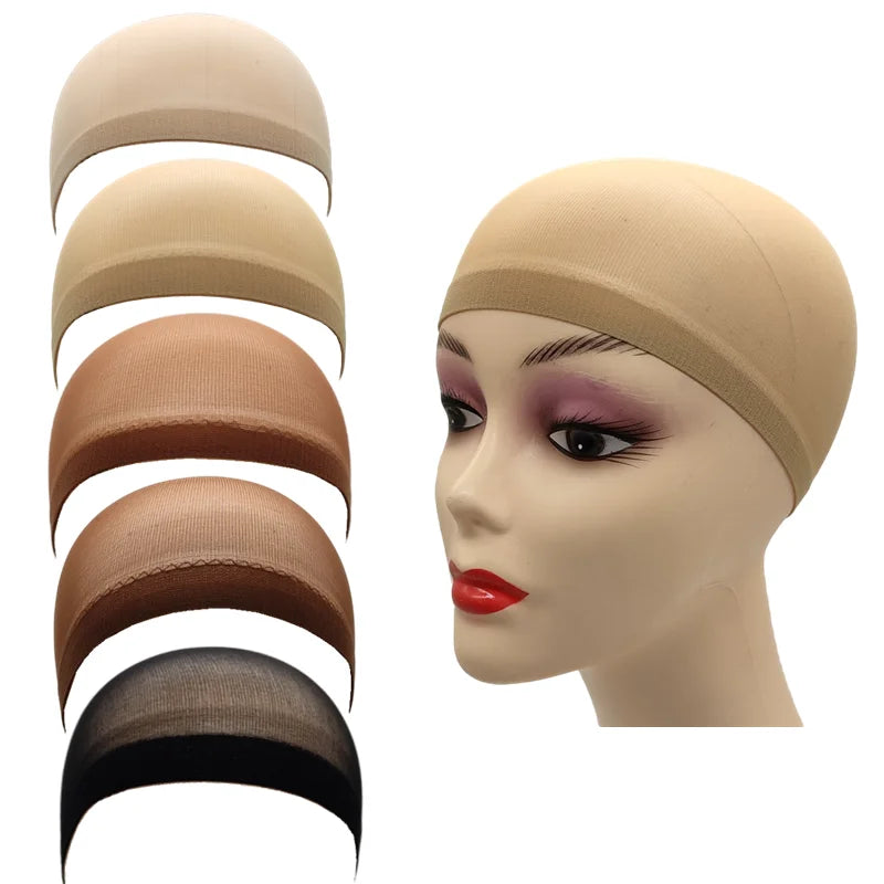 2 unidades/bolsa Gorro de peluca de media superior Red para pelucas de cabello tejido Redes para pelucas de cabello negro Marrón Gorro de peluca de malla elástica para hacer pelucas