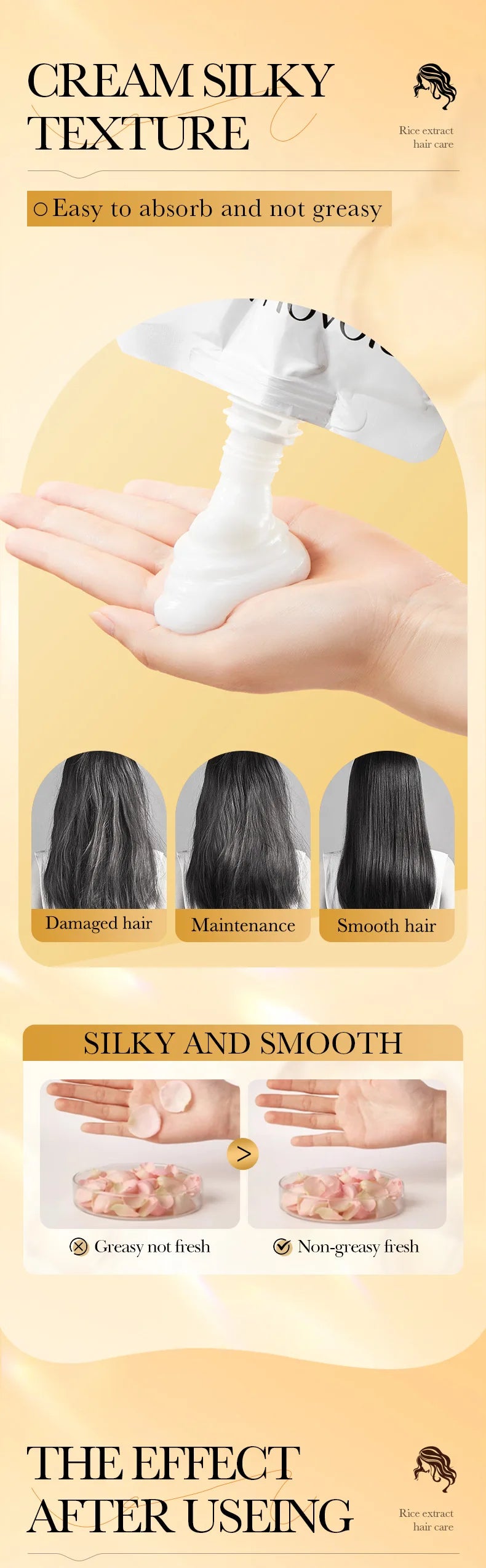 Masque capillaire magique à la kératine 10/30/50/100/400 g - Réparation en 5 secondes - Cheveux abîmés et frisés - Soin hydratant au riz - Doux, lisse et brillant