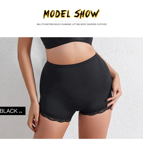 Culotte gainante avec coussinets pour les hanches, effet push-up et rehausseur de fesses, ventre plat, effet lissant, effet fesses rebondies.