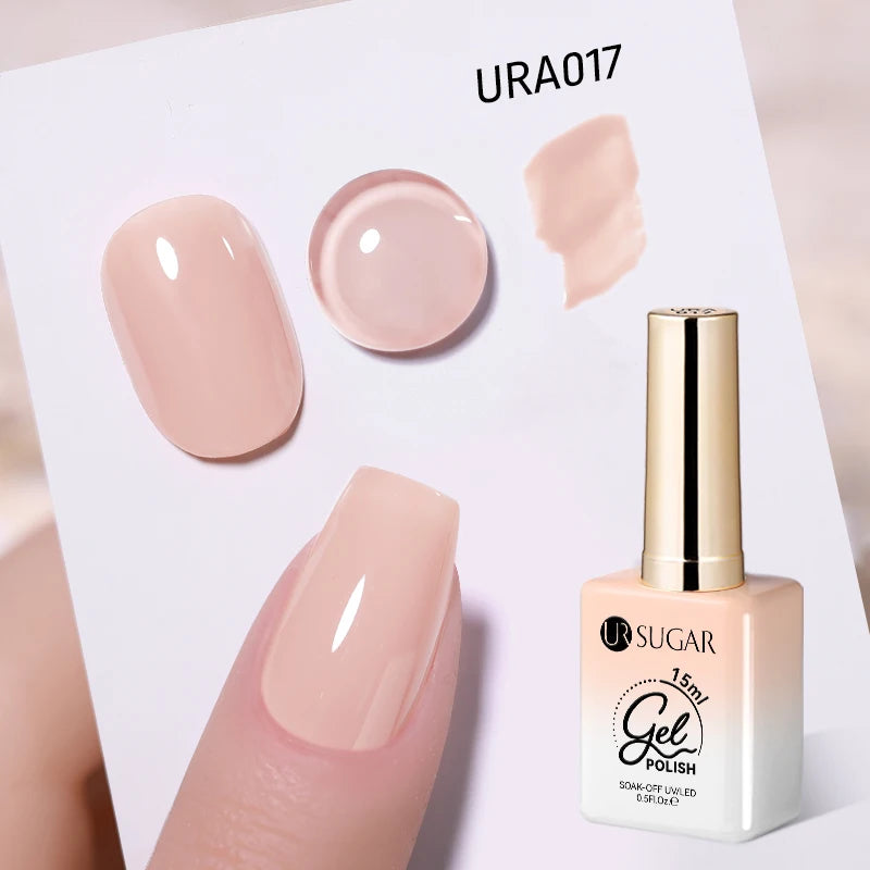 Vernis gel semi-permanent UR SUGAR 15 ml, couleur blanc laiteux translucide, effet gelée, UV, semi-permanent, pour nail art, à dissoudre. Dernière tendance.