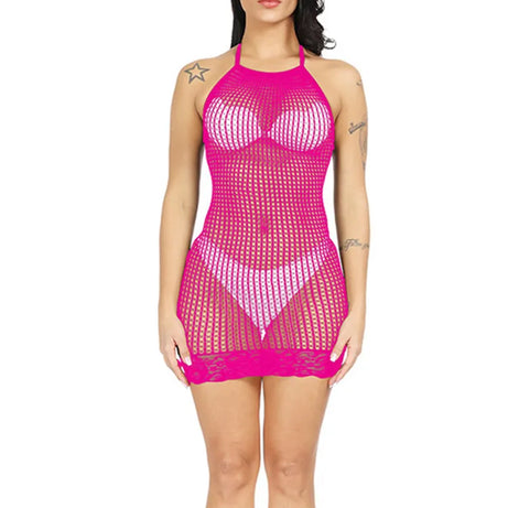 Nouvelle robe moulante en résille, costumes exotiques et érotiques pour femmes, lingerie sexy, sous-vêtements en résille transparente