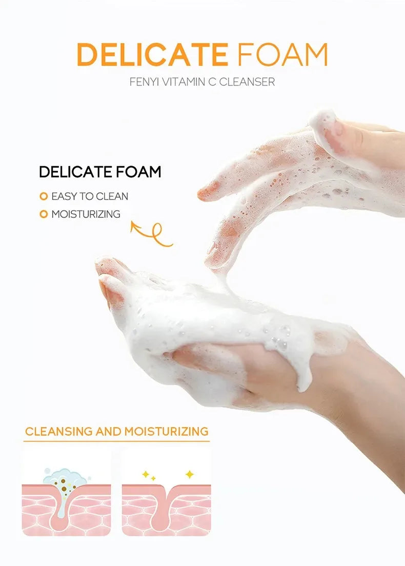 Nettoyant visage à la vitamine C, nettoyant en profondeur, hydratant, éliminateur de points noirs, soin du visage, mousse nettoyante, soin de la peau