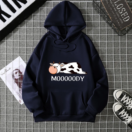 Sweat-shirts à capuche pour femme, imprimé vache tachetée kawaii, respirants, amples et chauds, en polaire, vêtements de sport automne-hiver