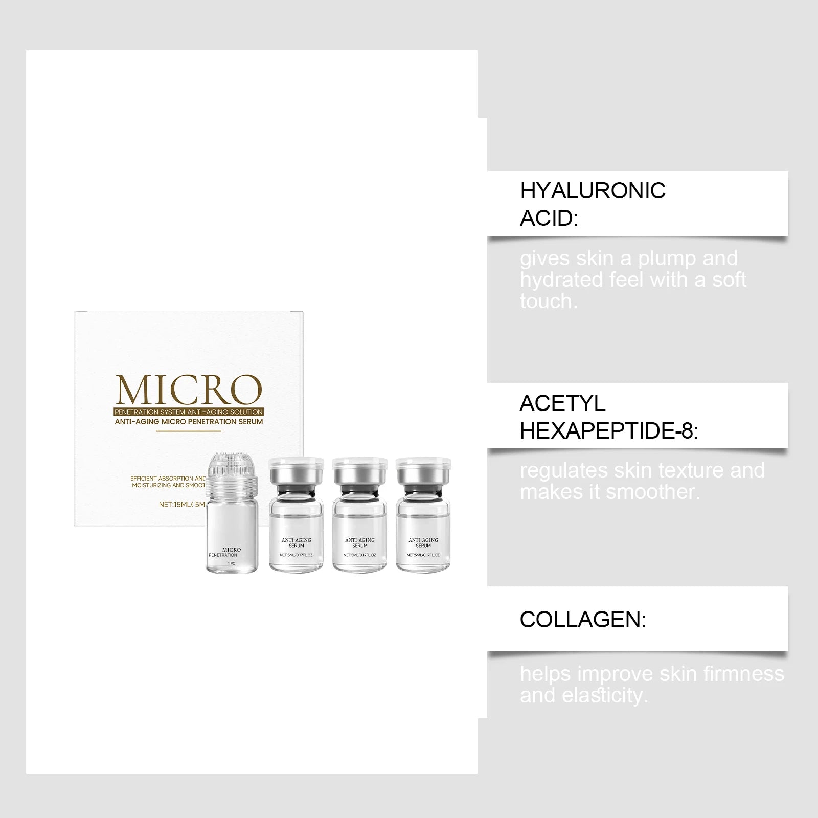 Coffret Essence Anti-Rides au Collagène Hydratante Raffermissante Nettoyante des Pores Anti-âge