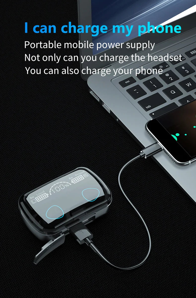 Nouveauté : Écouteurs sans fil M10, son parfait et haute qualité, idéaux pour le sport, les jeux et la musique. Écouteurs Bluetooth avec batterie externe.