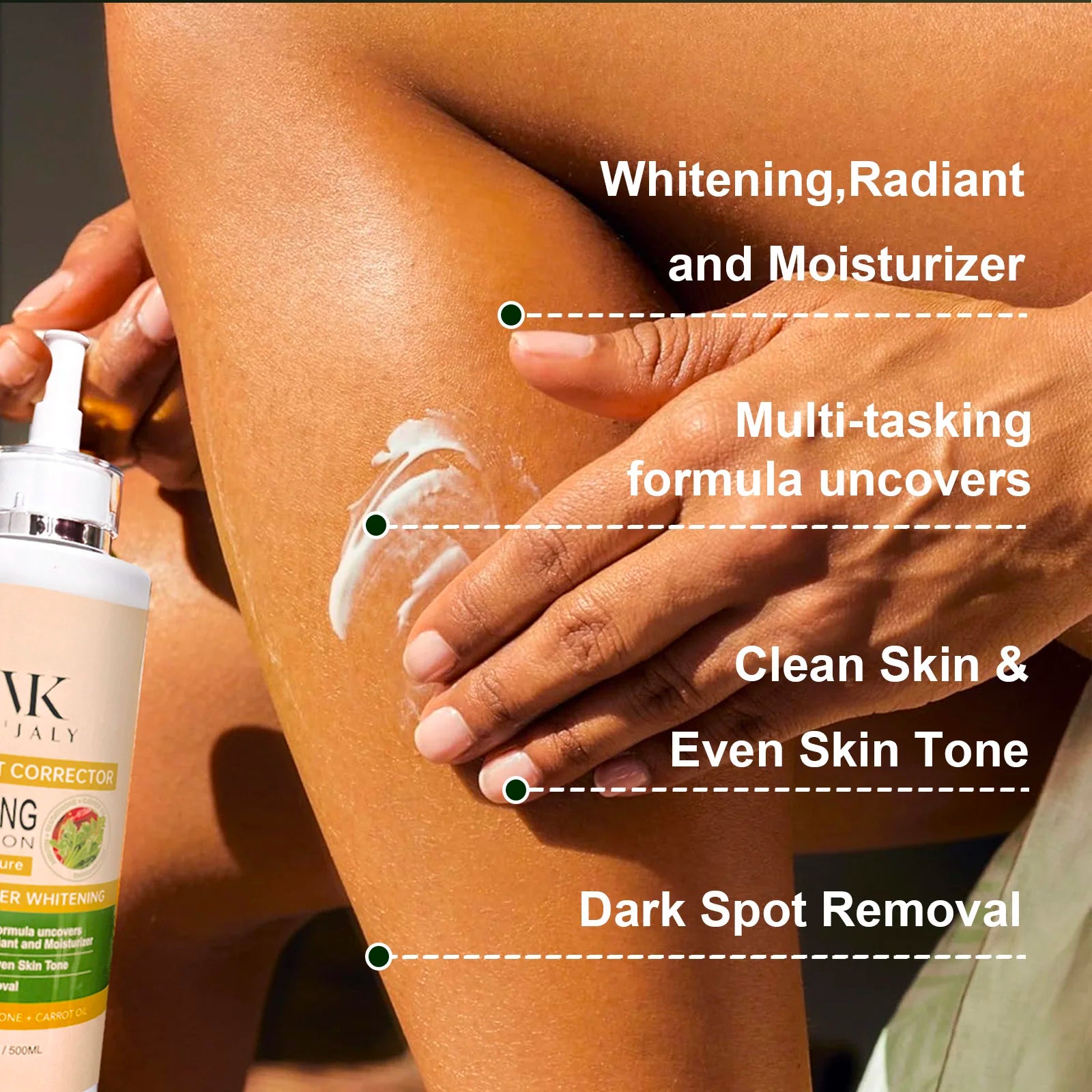 Lotion corporelle éclaircissante WK JALY Glow Booster, au glutathion, élimine les taches brunes et la mélanine, unifie le teint et convient à tous les types de peau.