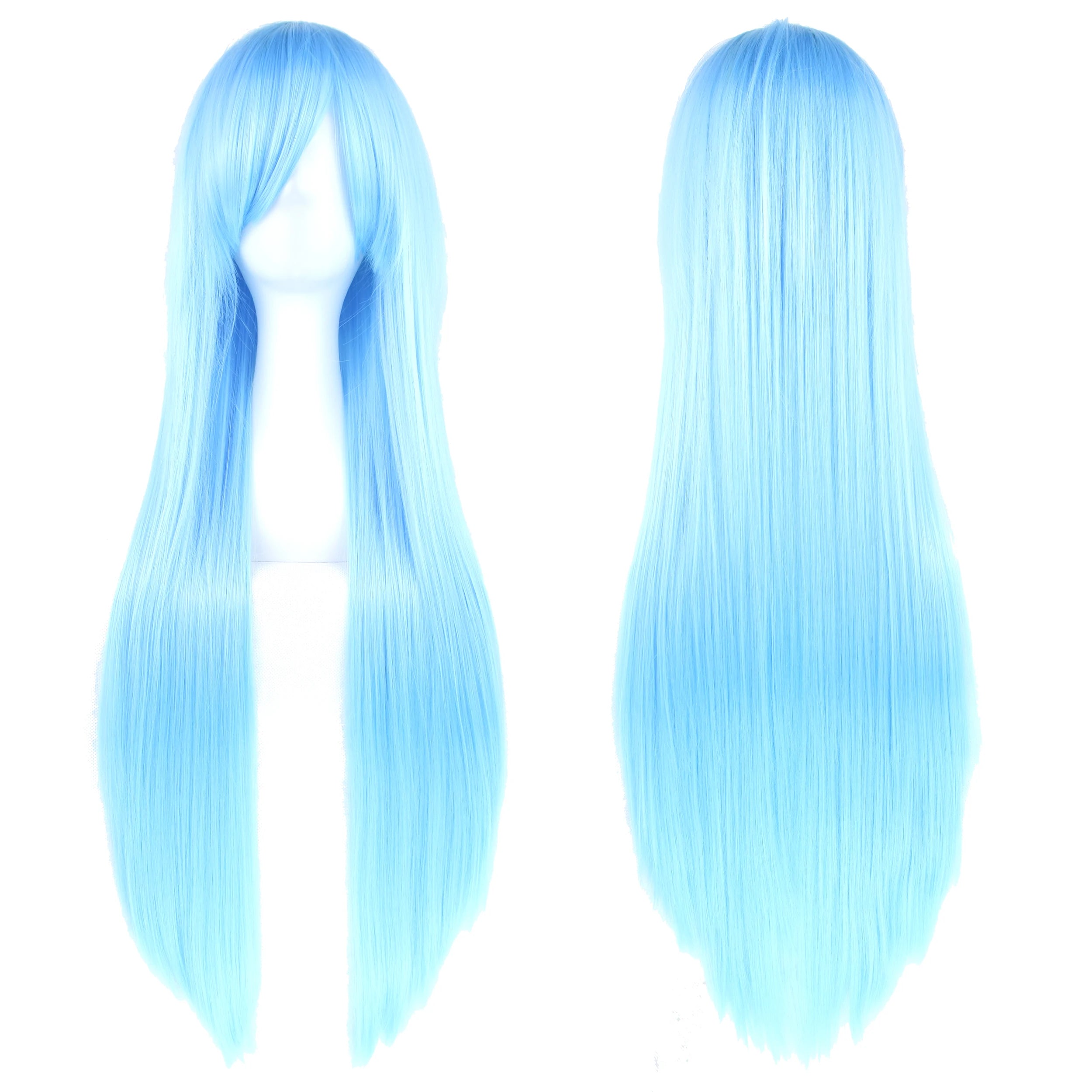 Perruque synthétique Soowee de 80 cm de long, blanche et violette, idéale pour le cosplay, les fêtes et les coiffures noires. Cheveux raides. Postiche pour femme.