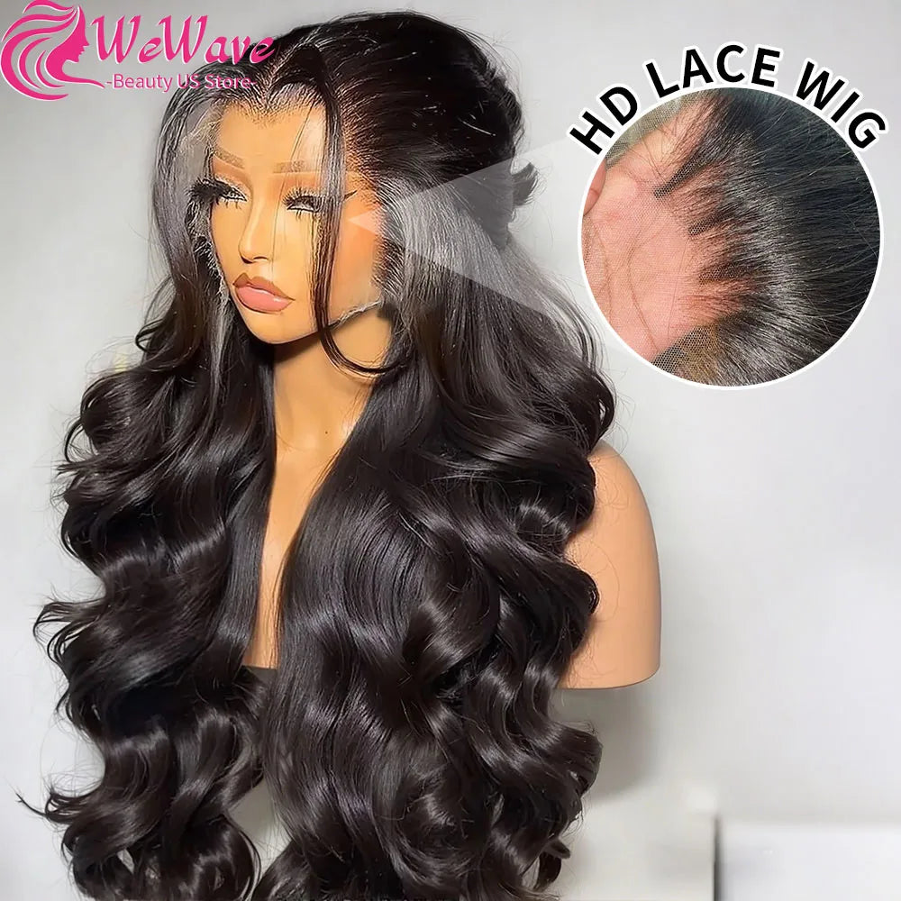 Perruque ondulée de 76 à 102 cm (30 à 40 pouces) avec lace frontale HD 13x6 en cheveux humains brésiliens, perruques pré-épilées pour femmes