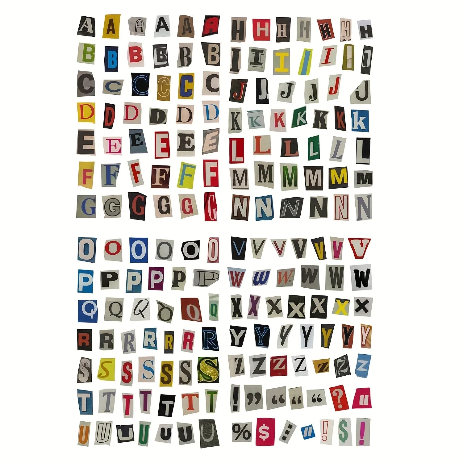 181pcs/4-Sheet English Alphabet Number Symbol Sticker Pack, Vintage Scrapbook Aesthetic Journaling Supplies Kit, Letter Stickers