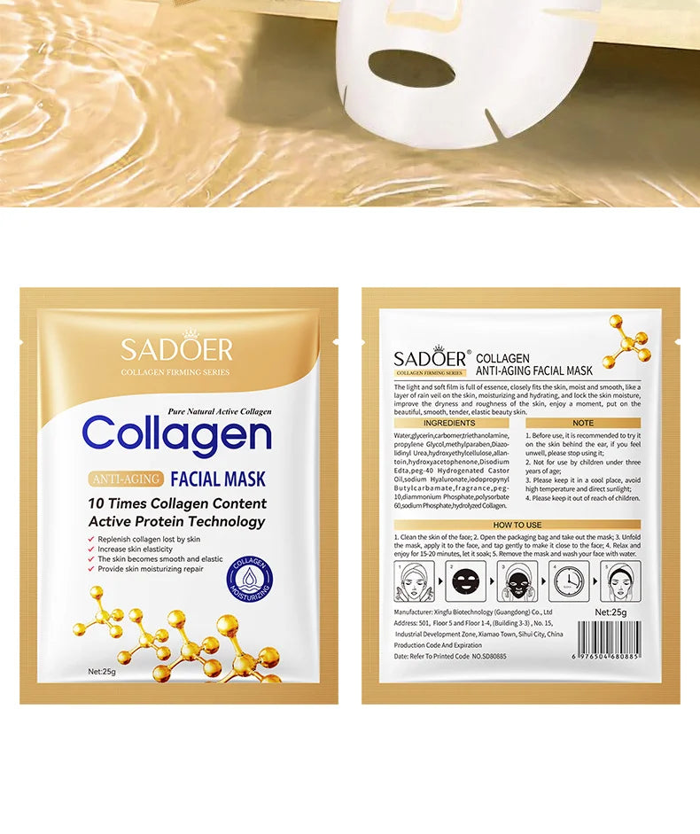 Lot de 10 masques faciaux anti-rides au collagène, anti-âge, atténue les ridules, raffermit la peau, hydrate et illumine le teint, cosmétique coréenne