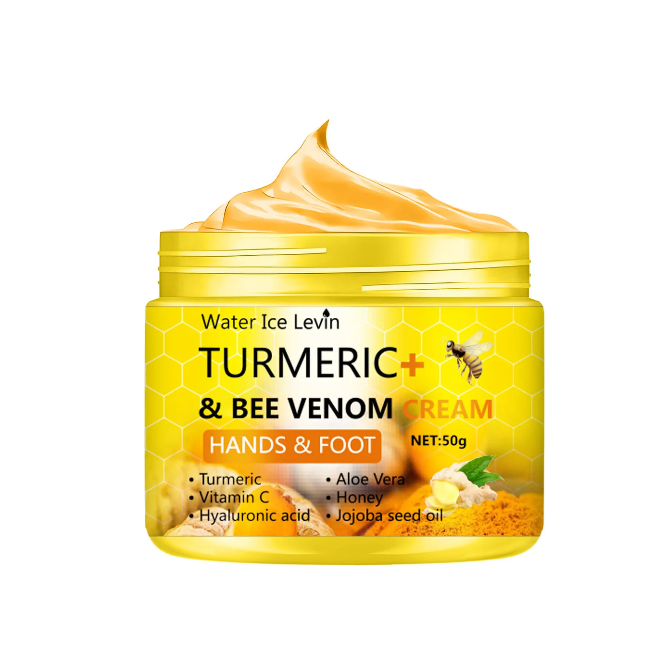 Crème anti-dessèchement pour les pieds et les mains fendillés au curcuma et au venin d'abeille, soin réparateur pour éliminer les peaux mortes des pieds et des mains (50 g).