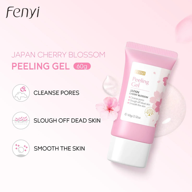 Gel exfoliante facial de limpieza profunda Sakura para el cuidado de la piel, blanqueador, hidratante y reparador, 60 g