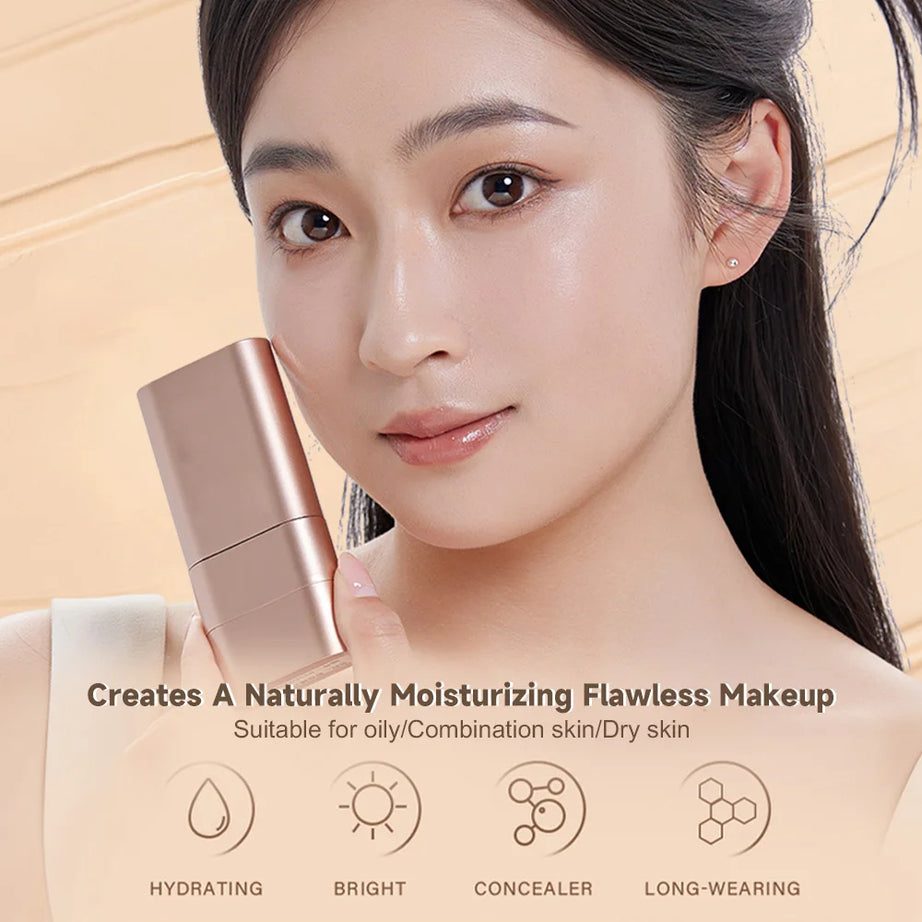 Fond de teint stick double embout Life Girls Watery avec pinceau, maquillage naturel longue tenue et impeccable pour le visage