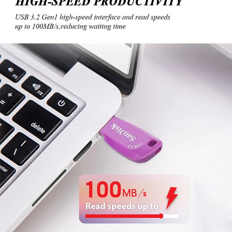 Clé USB 3.2 Sandisk CZ410 100 % originale, 32 Go, 64 Go, 128 Go, mini-clé USB haute vitesse.