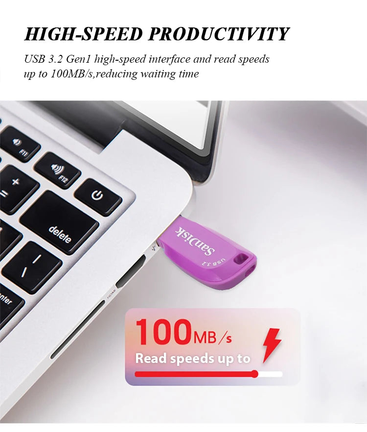 Clé USB 3.2 Sandisk CZ410 100 % originale, 32 Go, 64 Go, 128 Go, mini-clé USB haute vitesse.