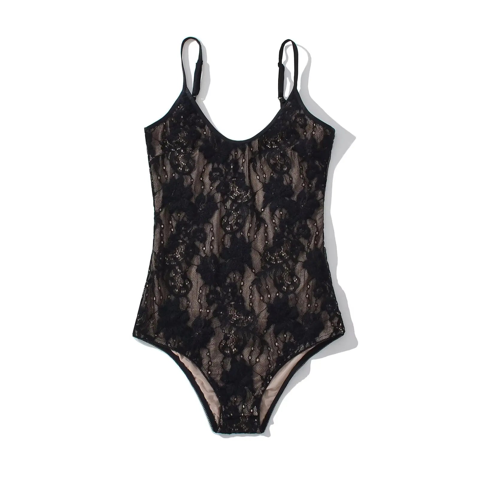 Body sexy transparente de encaje con forro, sin espalda, con tirantes finos, mono corto ajustado para mujer, monos ajustados, enterizos.