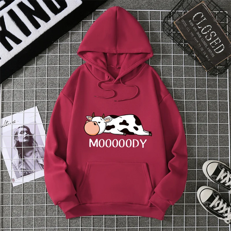 Sweat-shirts à capuche pour femme, imprimé vache tachetée kawaii, respirants, amples et chauds, en polaire, vêtements de sport automne-hiver
