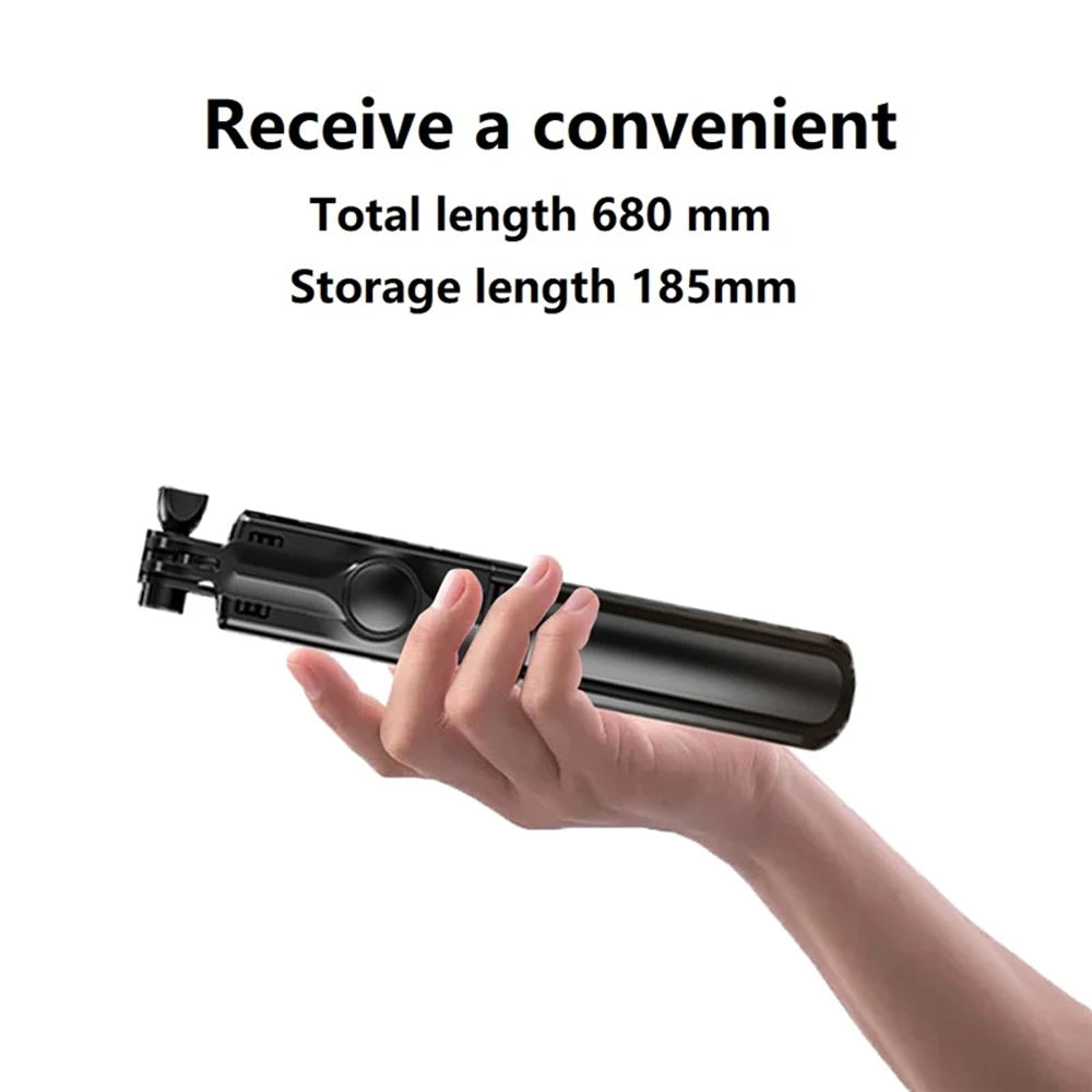 Perche à selfie sans fil Bluetooth avec trépied pliable et portable, éclairage d'appoint et télécommande pour smartphones Android et iPhone.