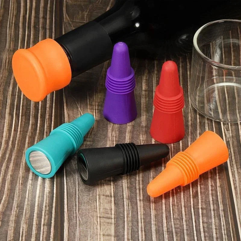 Lot de 1 bouchon en silicone pour bouteilles de vin et autres boissons, étanche, réutilisable.