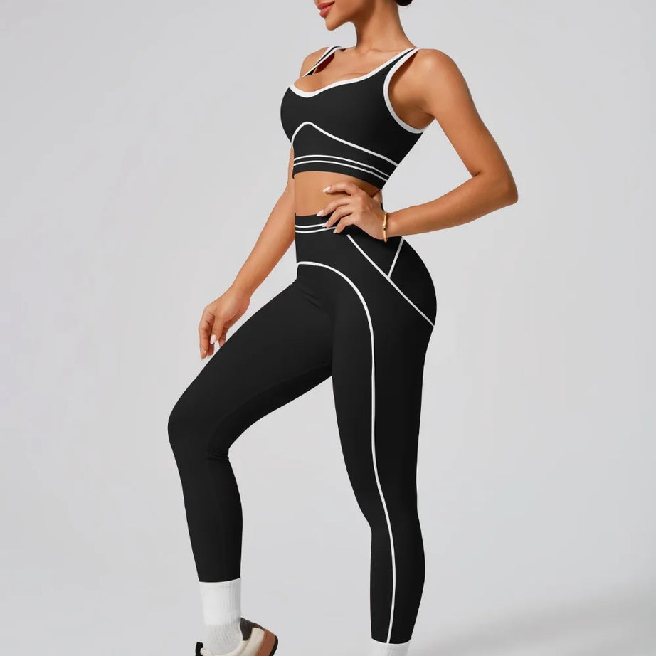 Ensemble de yoga sans coutures pour femme - Soutien-gorge de sport et legging taille haute, tenue de sport idéale pour la salle de sport, le fitness et les exercices d'étirement.