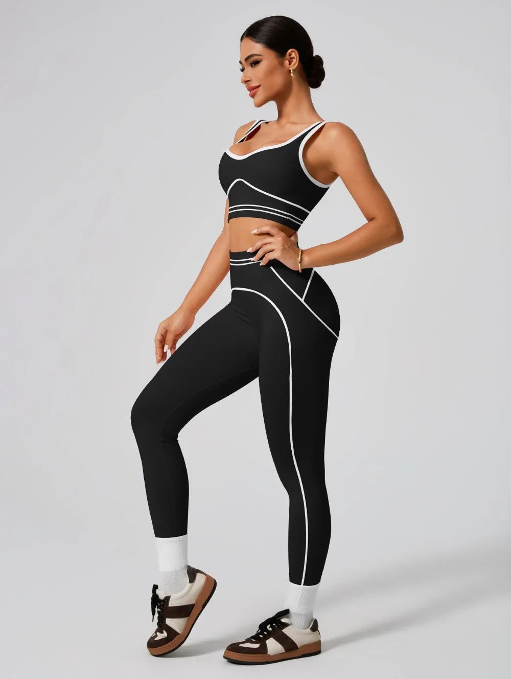 Ensemble de yoga sans coutures pour femme - Soutien-gorge de sport et legging taille haute, tenue de sport idéale pour la salle de sport, le fitness et les exercices d'étirement.