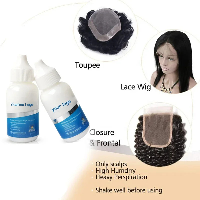 Colle pour perruques Plussign avec dissolvant Super Lace Glue pour perruques en dentelle/toupets/clos, kit d'installation de perruques