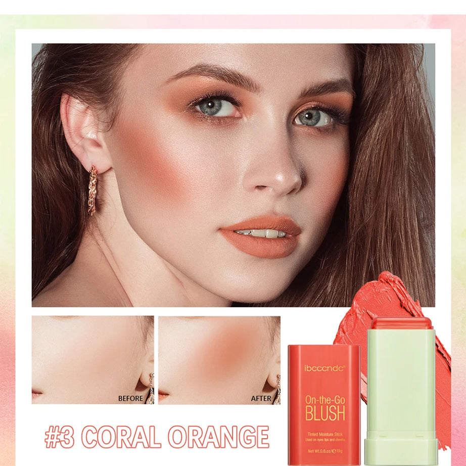 Blush Stick Fonctionnel Maquillage Facile à Colorer Rouge Crème Blush Waterproof Haute Rendu de Couleur Éclat du Teint