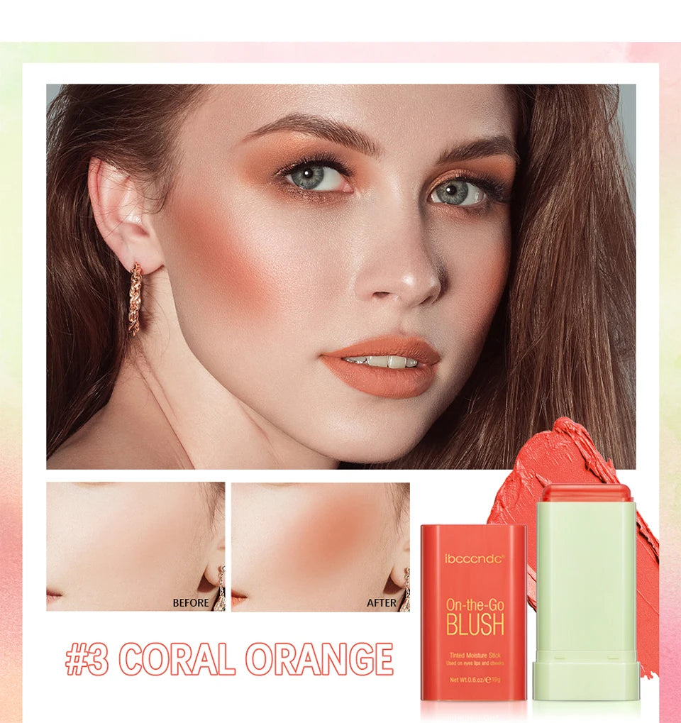 Blush Stick Fonctionnel Maquillage Facile à Colorer Rouge Crème Blush Waterproof Haute Rendu de Couleur Éclat du Teint