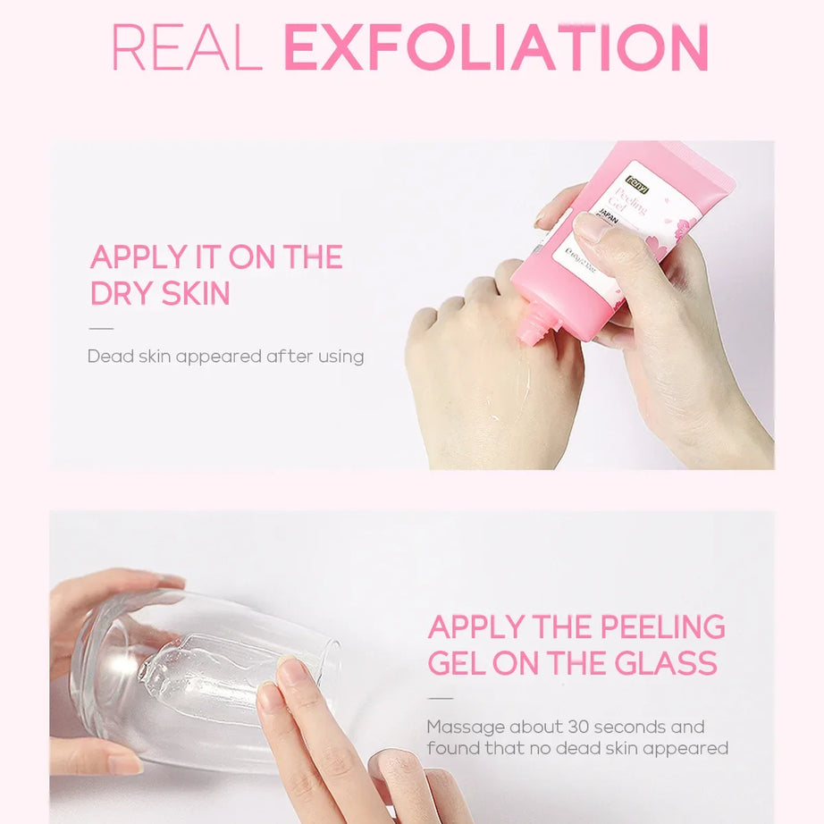 Gel exfoliant nettoyant en profondeur Sakura pour le visage, soin éclaircissant et hydratant, gommage réparateur, 60 g