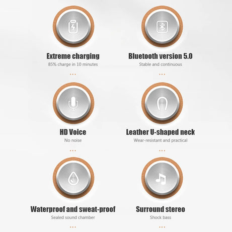 Fone Bluetooth Earphones Wireless Headphones Magnetic Sport Neckband Neck-hanging TWS Earbuds Wireless Blutooth Headset with Mic