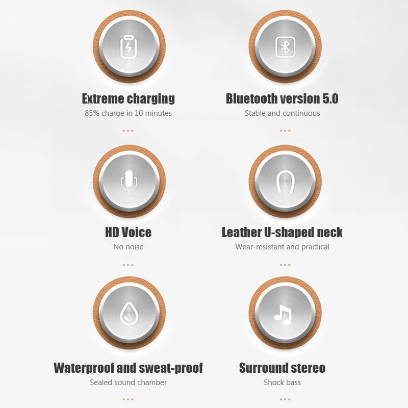 Fone Bluetooth Earphones Wireless Headphones Magnetic Sport Neckband Neck-hanging TWS Earbuds Wireless Blutooth Headset with Mic