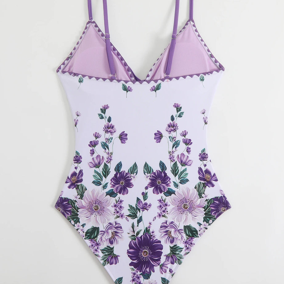 Maillot de bain une pièce imprimé 2026 pour femme, à lacets, body push-up, monokini, tenue de plage d'été