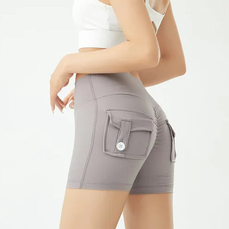 Short de fitness Peach Butt pour femme, pantalon cargo trois-quarts à séchage rapide avec poche, legging de yoga gainant pour l'été