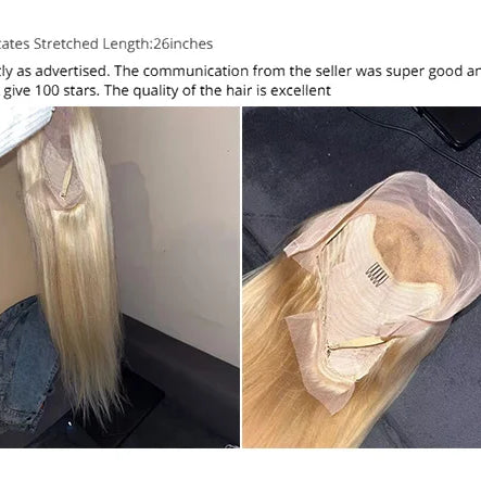 Perruque en cheveux humains blonds raides, transparente HD 613, avec lace front 13x4 ou 13x6, style brésilien, pré-épilée.