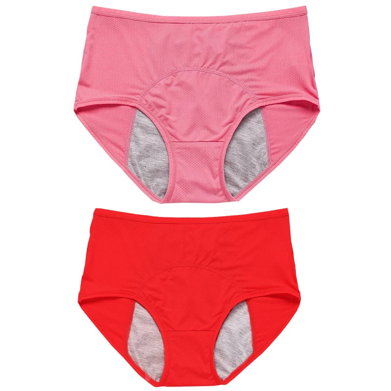 Lot de 2 culottes physiologiques pour femmes, culottes menstruelles anti-fuites, taille mi-haute, en soie glacée.