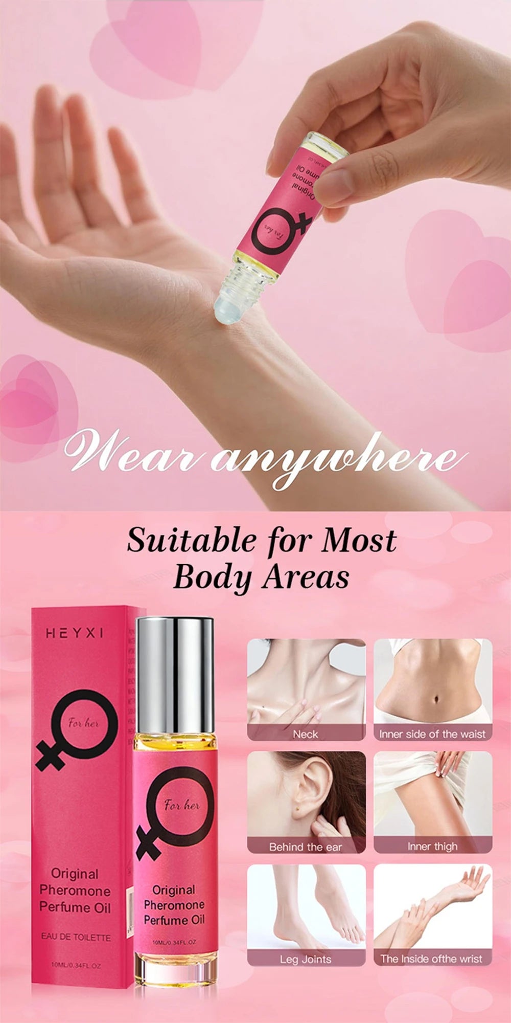 Parfum à bille Rose Red pour femme, longue tenue, floral, frais et naturel, idéal pour un rendez-vous ou comme cadeau de Noël.