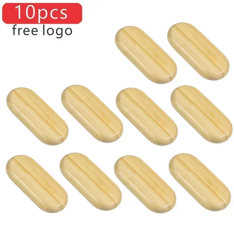 JASTER Lot de 10 clés USB 2.0 en bois (logo personnalisable) - 4 Go, 8 Go, 16 Go, 32 Go, 64 Go, 128 Go - Cadeau de mariage