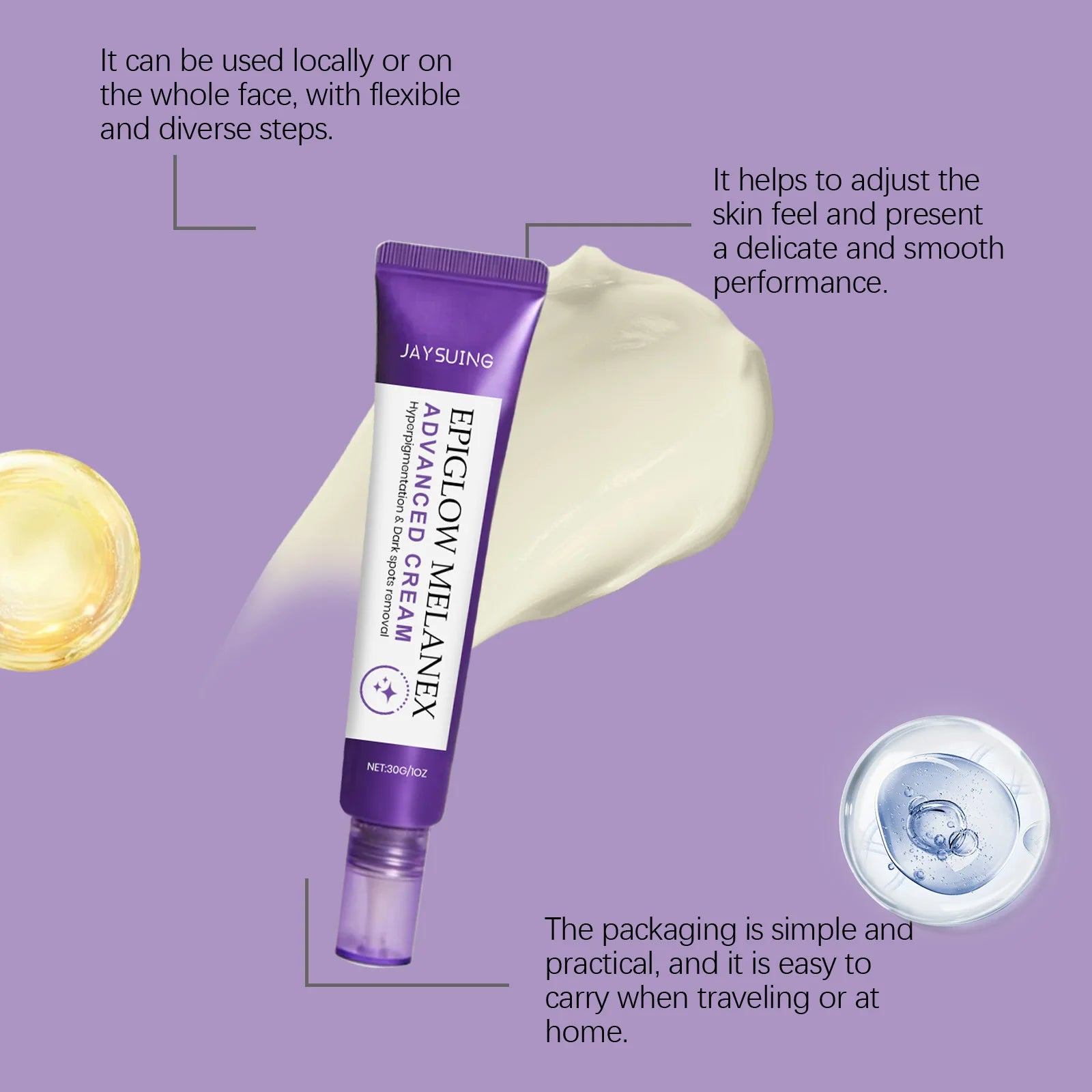 Subtle Glow Velvet Cream Creates a soft-focus effect that visually evens skin tone for a silky, polished appearance