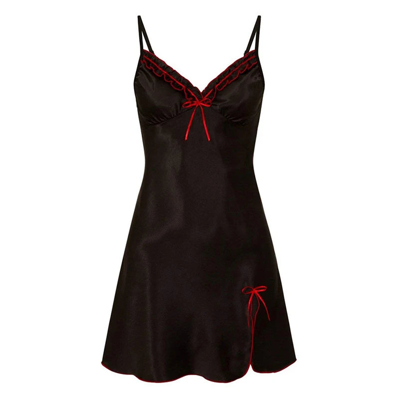 Nuisette en dentelle à bretelles pour femme, nuisette sexy à col V, nuisette sexy à lacets et découpes florales, en soie confortable
